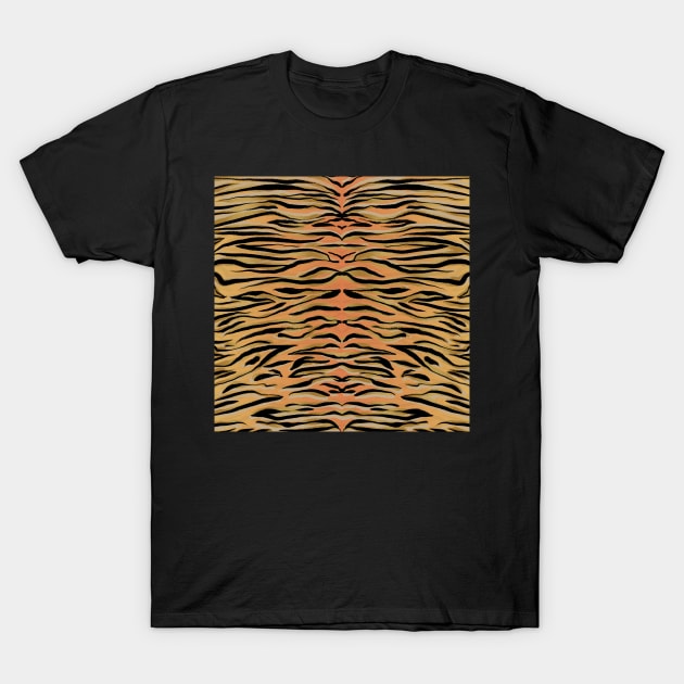 Stylish Black Gold Tiger Animal Print T-Shirt by NdesignTrend